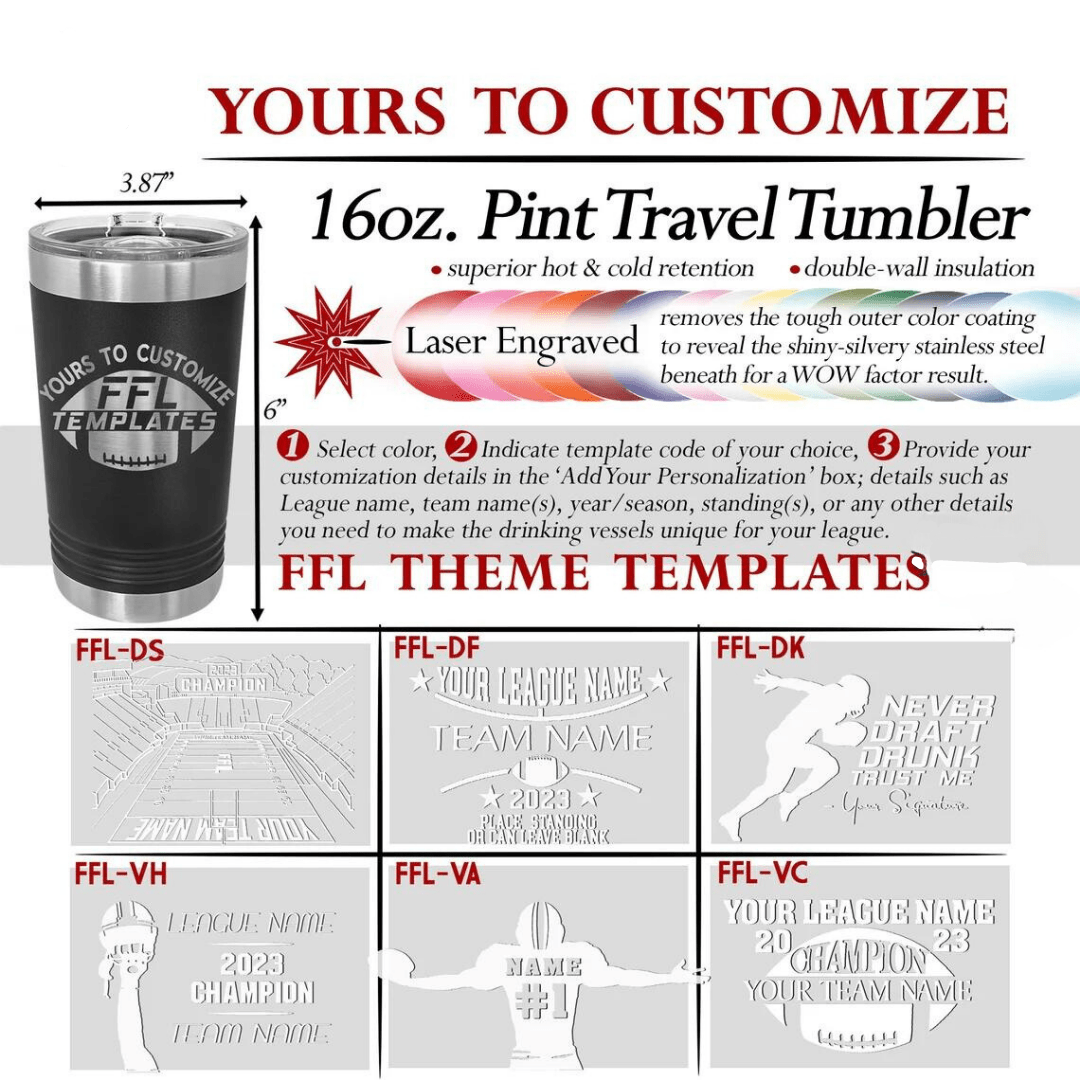 Unique Personalized Fantasy Football Travel Tumbler Customized Tumbler Gifts for Men by Groovy Guy