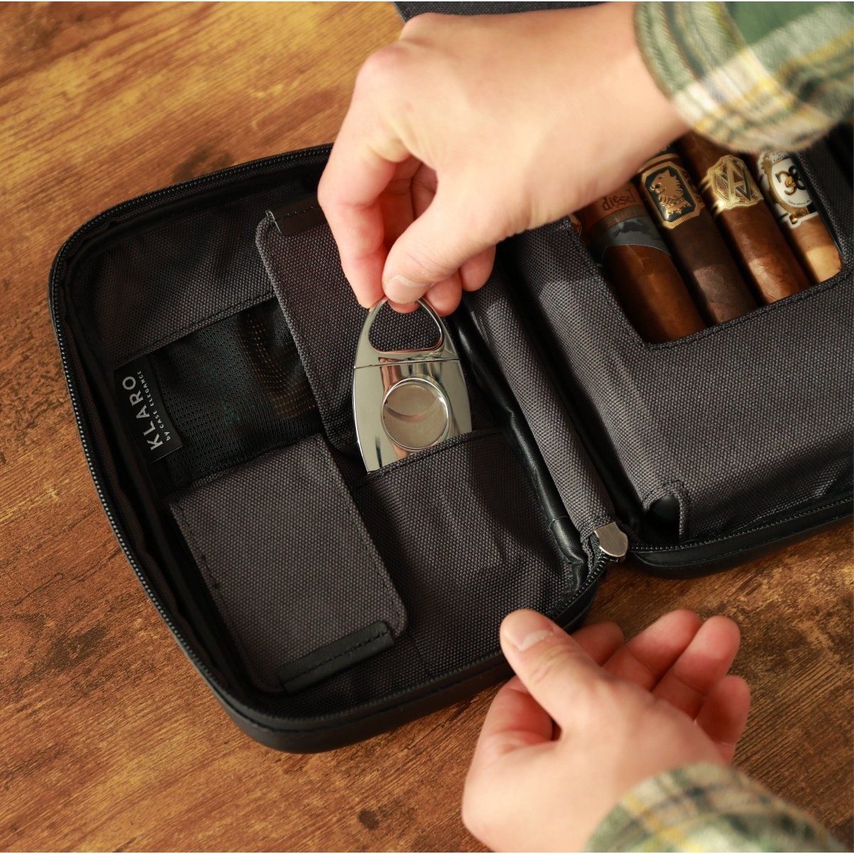 Unique Personalized Flint Travel Leather Cigar Case Customized humidor accessory Gifts for Men by Groovy Guy