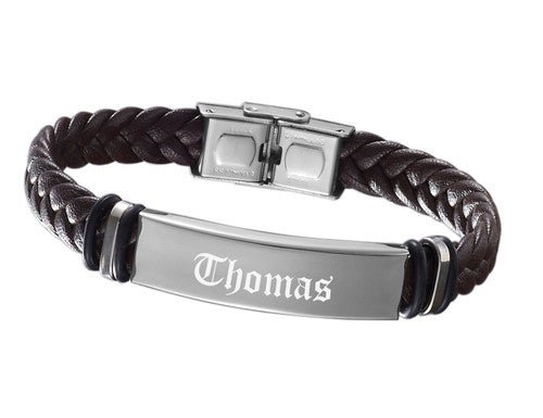Unique Personalized Brown Braided Bracelet Customized Bracelet Gifts for Men by Groovy Guy