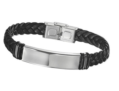 Steel & Leather Braided Bracelet