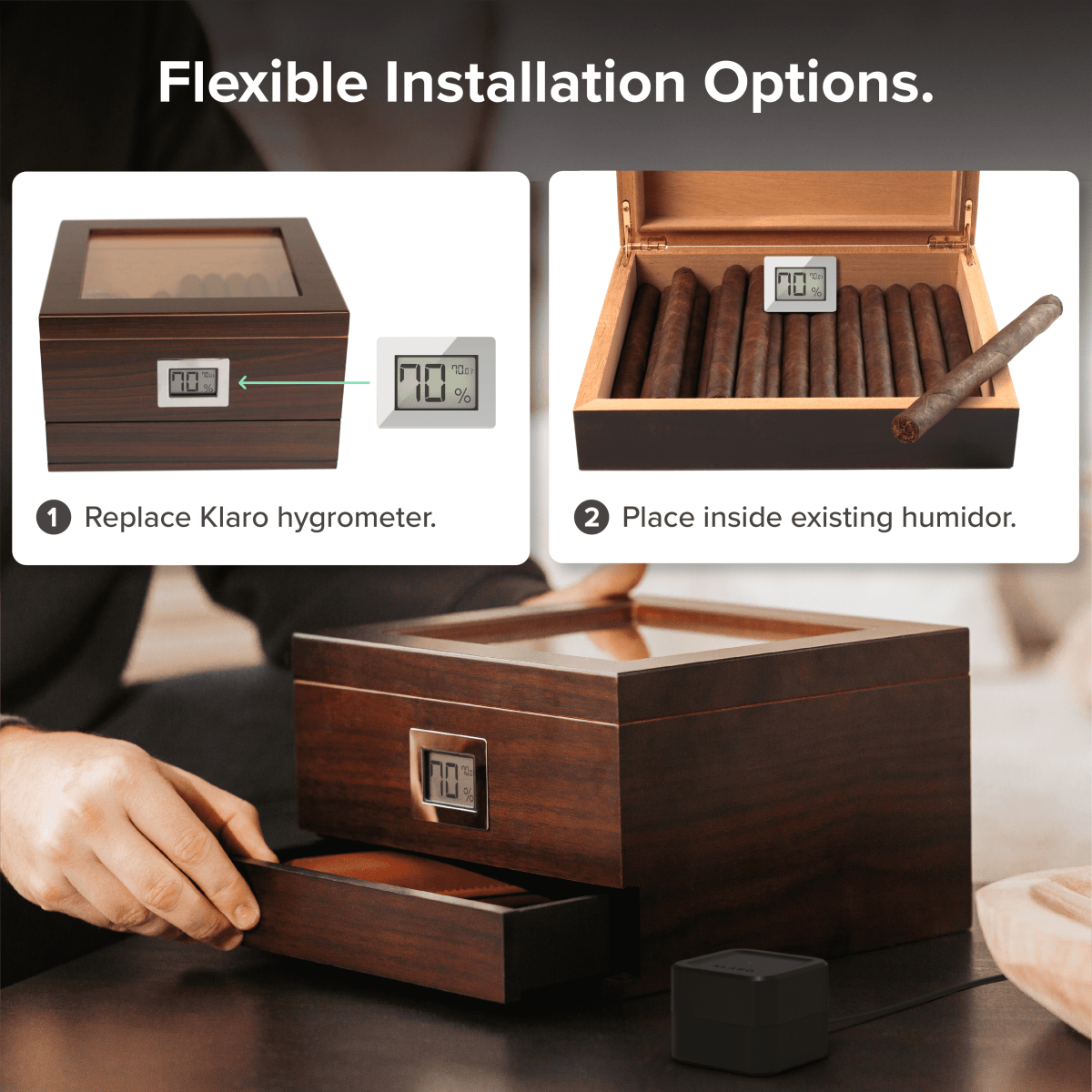Unique Personalized Klaro Valet - Smart Humidor Customized hygrometer Gifts for Men by Groovy Guy