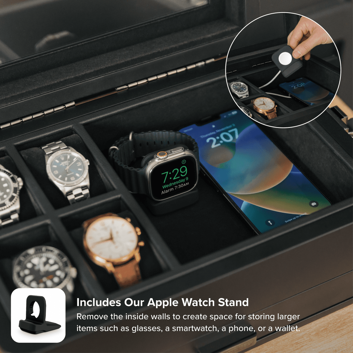 Unique Personalized Black Edition Military Modular Watch Box - 10 Slot Customized watch box Gifts for Men by Groovy Guy