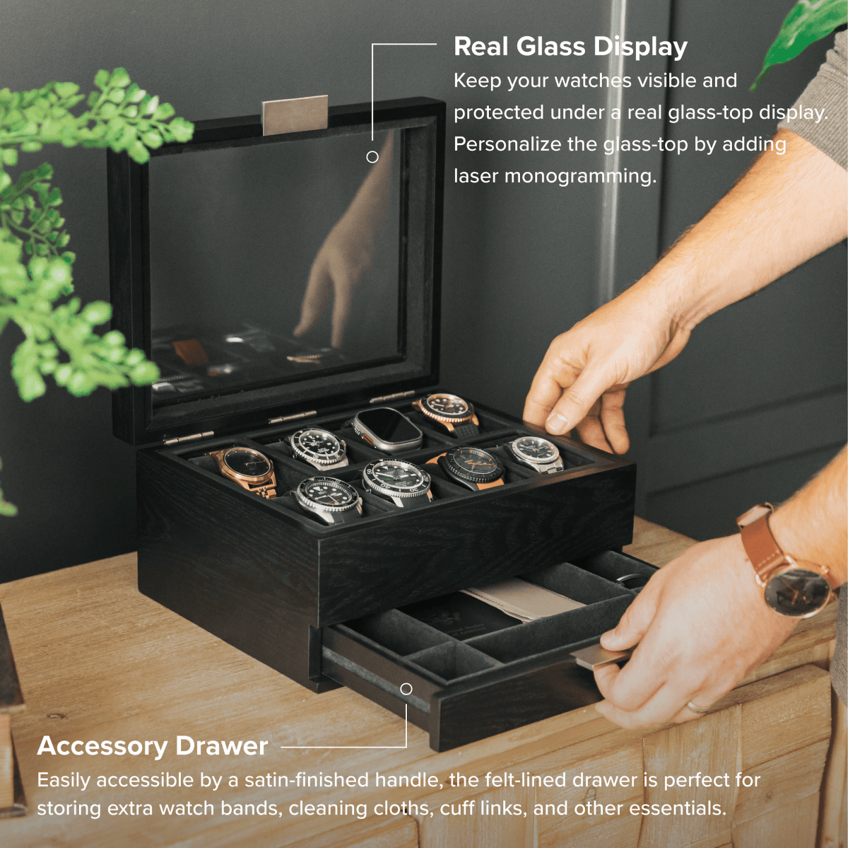 Unique Personalized Mill Modular Watch Box - 8 Slot Customized watch box Gifts for Men by Groovy Guy