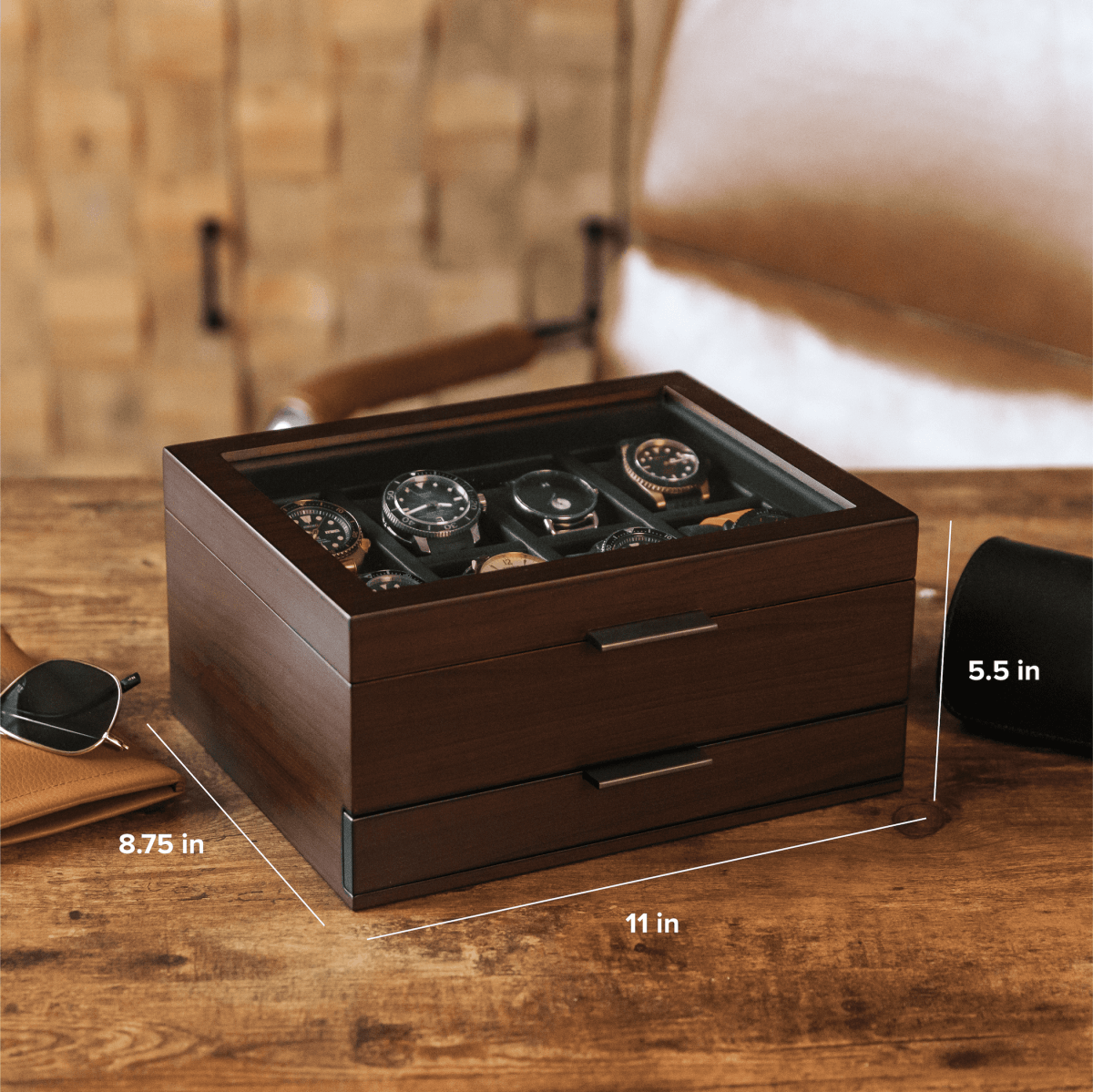 Unique Personalized Mill Modular Watch Box - 8 Slot Customized watch box Gifts for Men by Groovy Guy
