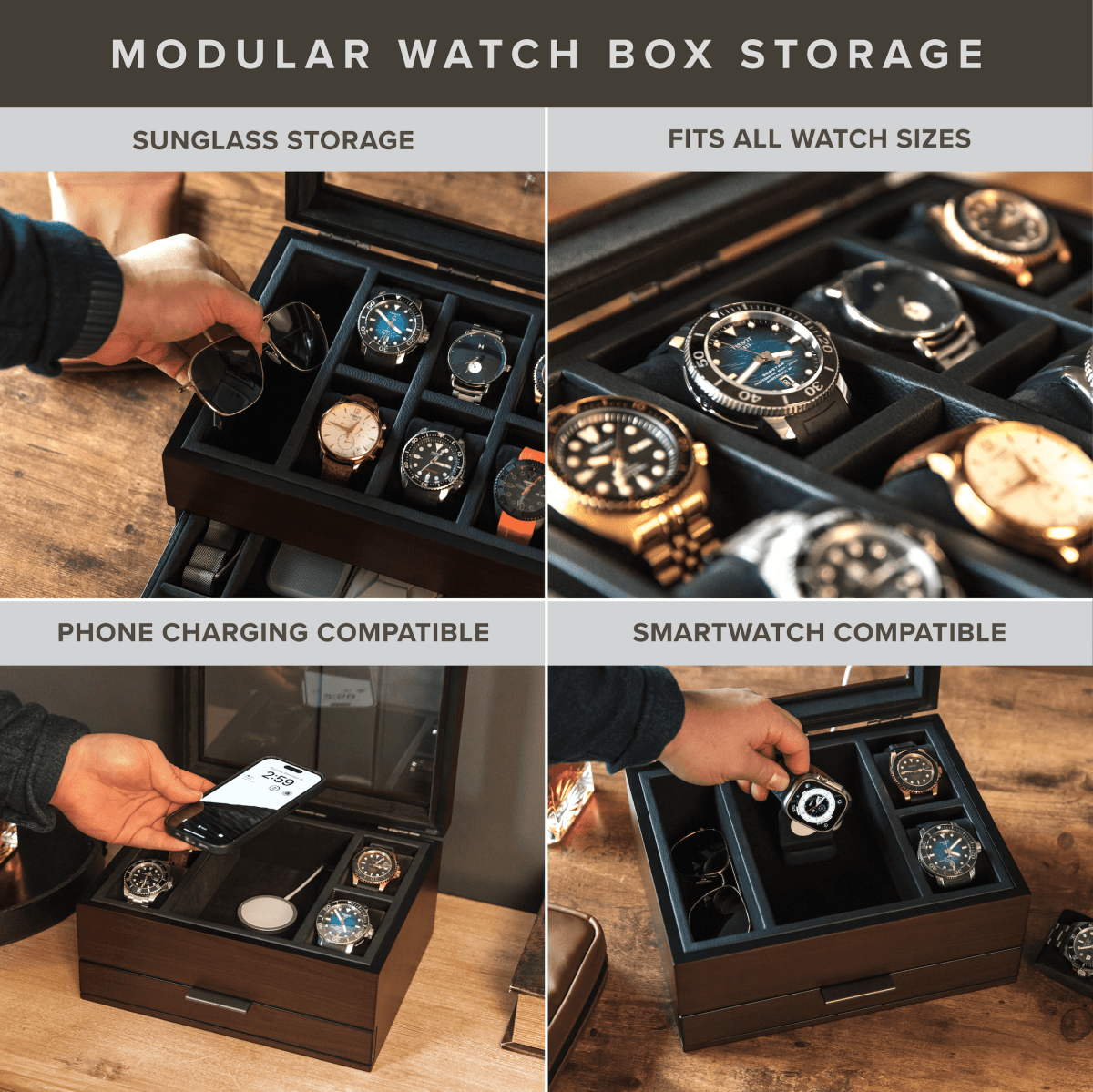 Unique Personalized Mill Modular Watch Box - 8 Slot Customized watch box Gifts for Men by Groovy Guy