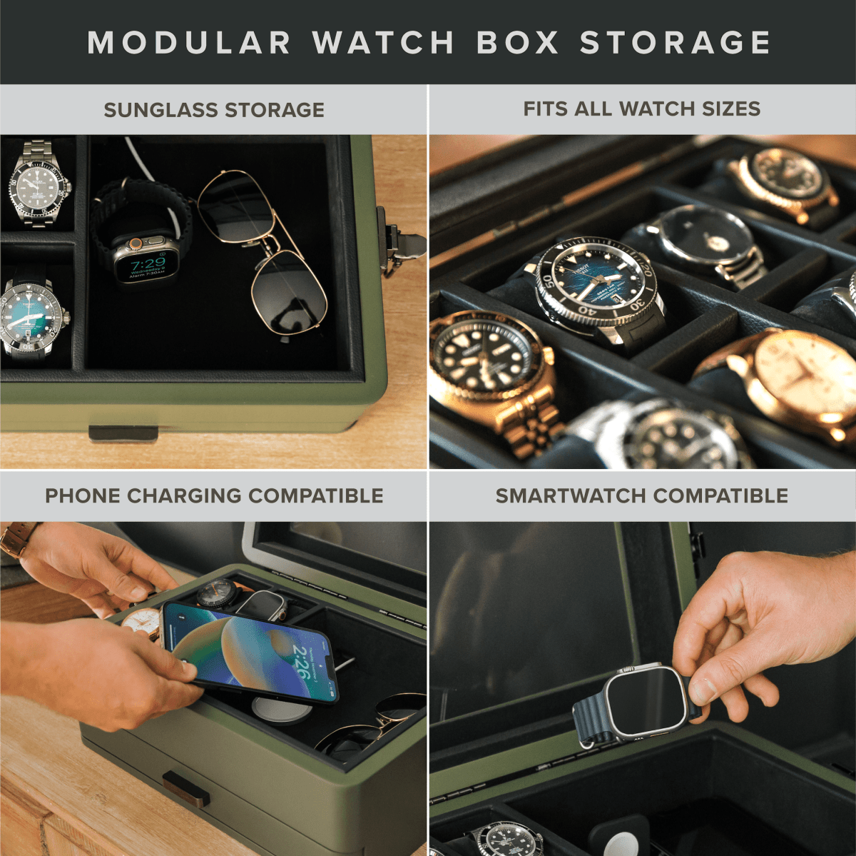 Unique Personalized Military Modular Watch Box - 10 Slot Customized watch box Gifts for Men by Groovy Guy