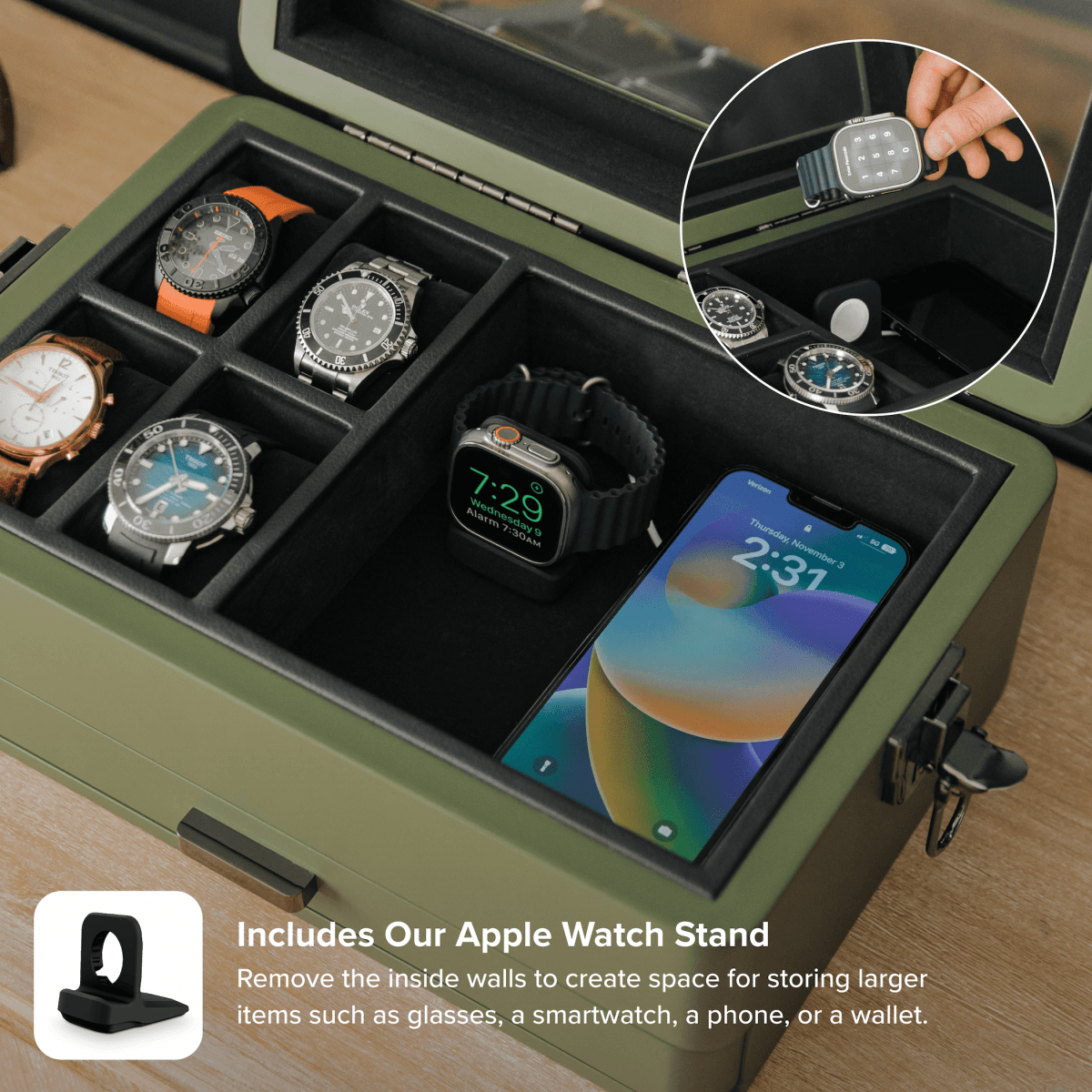 Unique Personalized Military Modular Watch Box - 10 Slot Customized watch box Gifts for Men by Groovy Guy