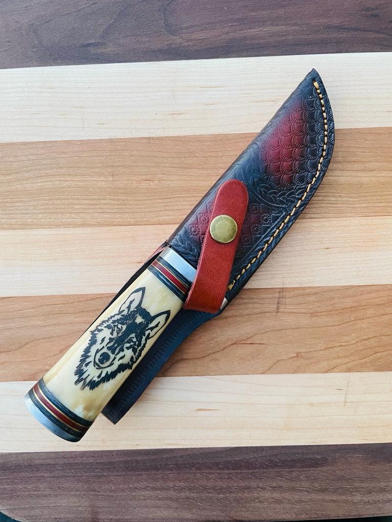 Unique Personalized Wilderness Howl Damascus Steel Knife Customized Damascus Knife Gifts for Men by Groovy Guy