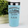 Teal Baseball Tumbler With When Bats Swing Hearts Sing Design