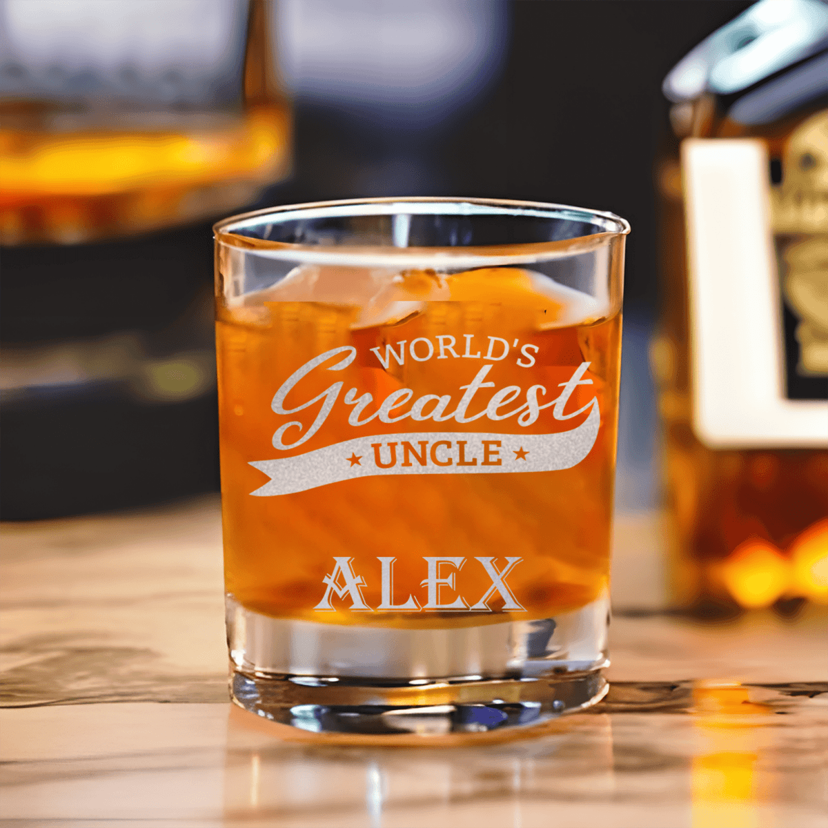 Unique Personalized Worlds Greatest Uncle Whiskey Glass Customized Uncle Pint Glasses Gifts for Men by Groovy Guy