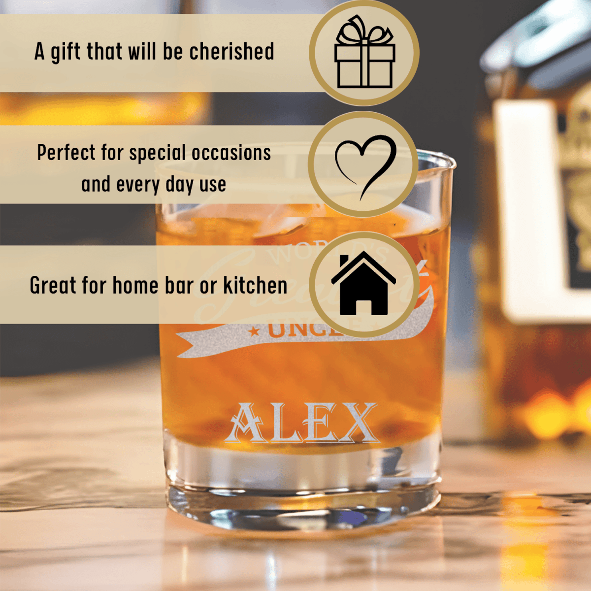 Unique Personalized Worlds Greatest Uncle Whiskey Glass Customized Uncle Pint Glasses Gifts for Men by Groovy Guy