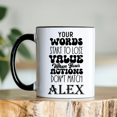 Black Funny Coffee Mug With Your Words Lose Value Design
