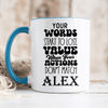 Light Blue Funny Coffee Mug With Your Words Lose Value Design