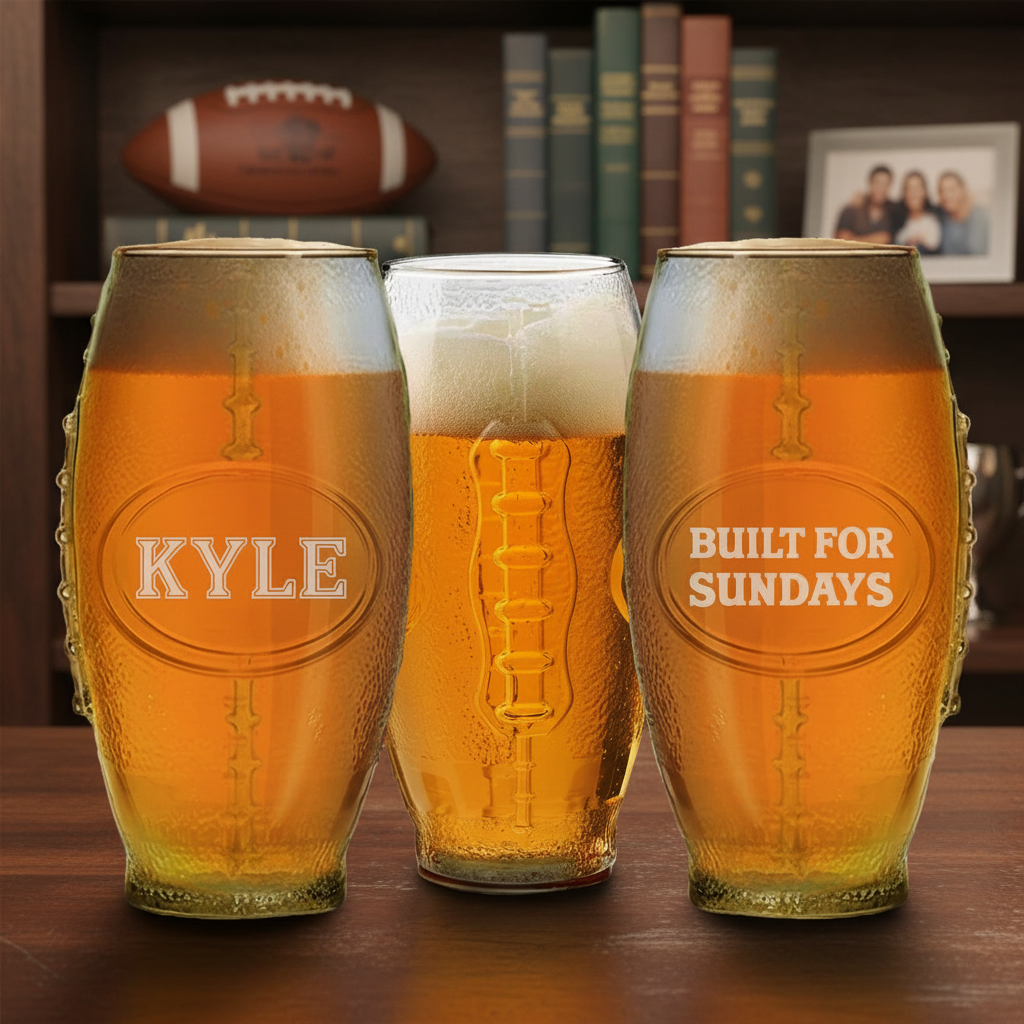 Gridiron Personalized Football Glass — Lifestyle Shot