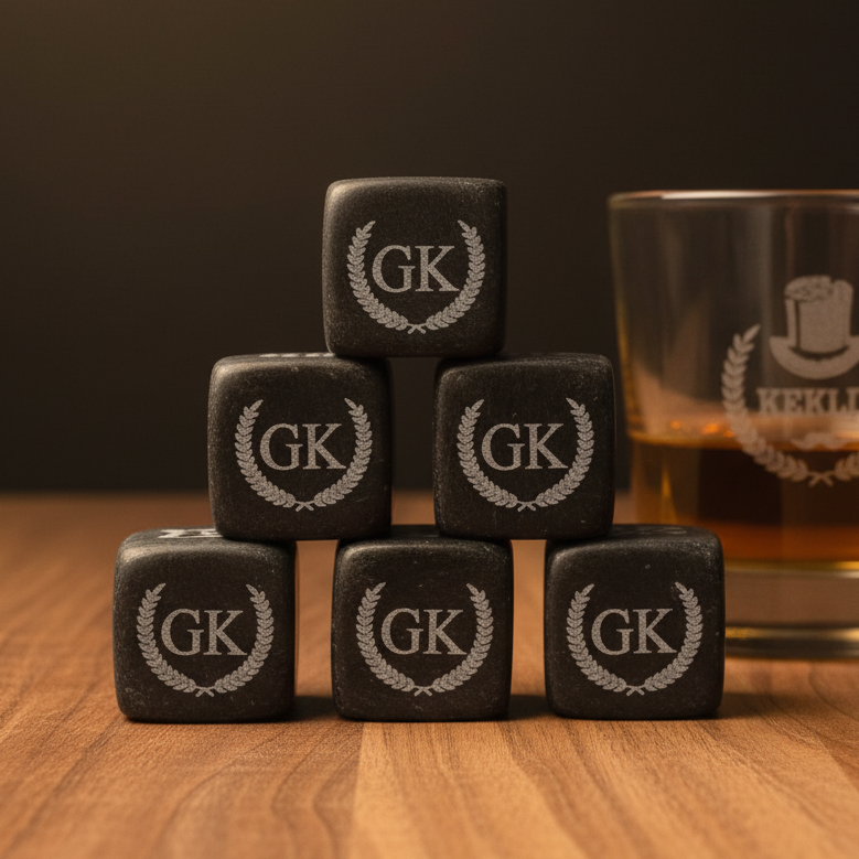 Engraved Whiskey Stones Set