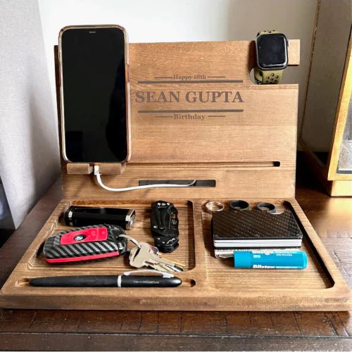 Unique Personalized Personalized Wooden Docking Station Customized Professional Gifts for Men by Groovy Guy