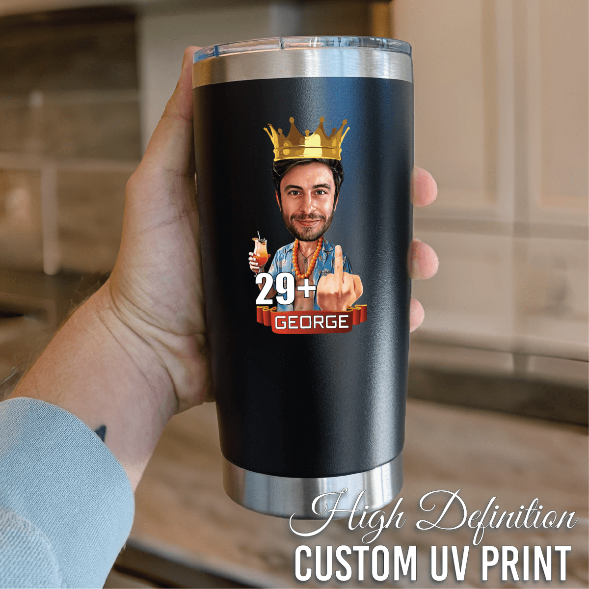 Unique Personalized King of the Party Tumbler Customized Gifts for Men by Groovy Guy