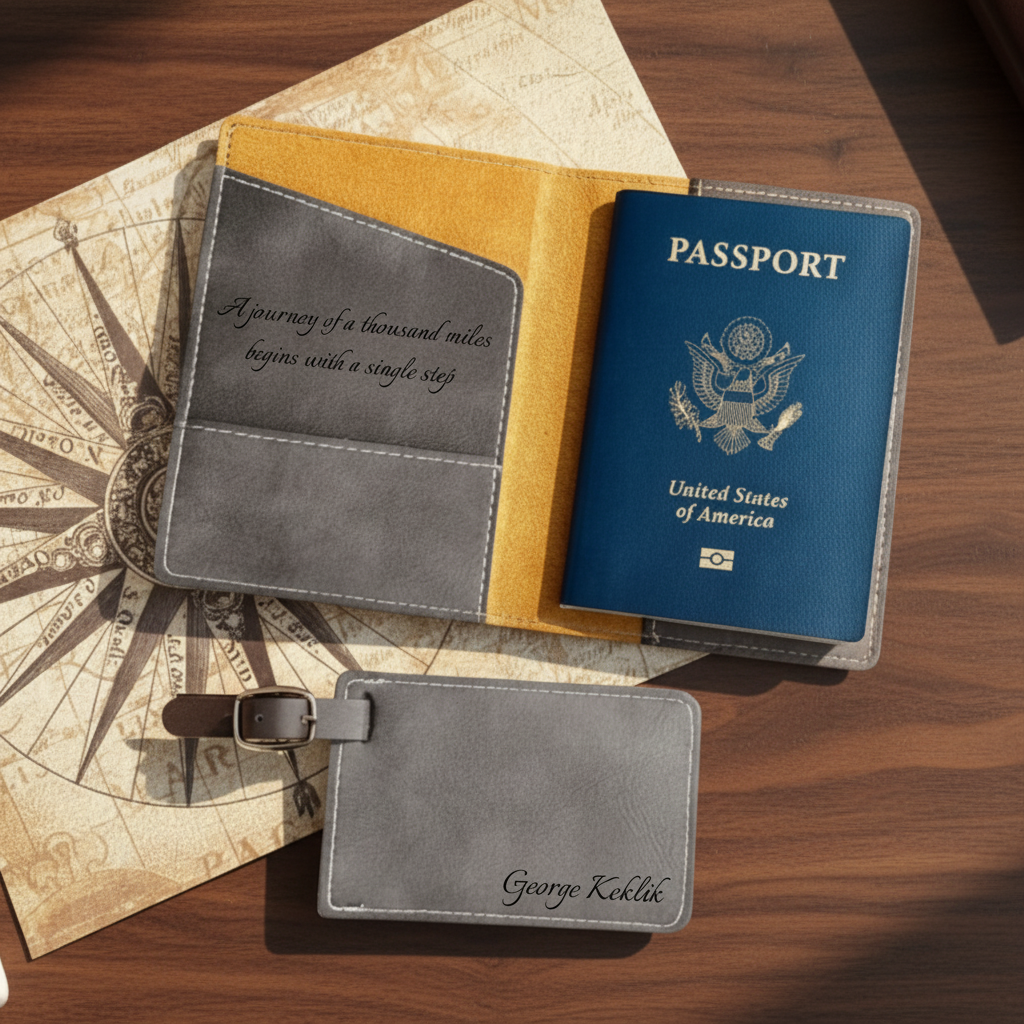 Wanderlust Personalized Travel In Style Set - Passport Cover & Luggage Tag