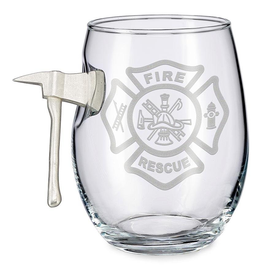 Unique Personalized The Firefighter’s Axe Glass Customized Gifts for Men by Groovy Guy