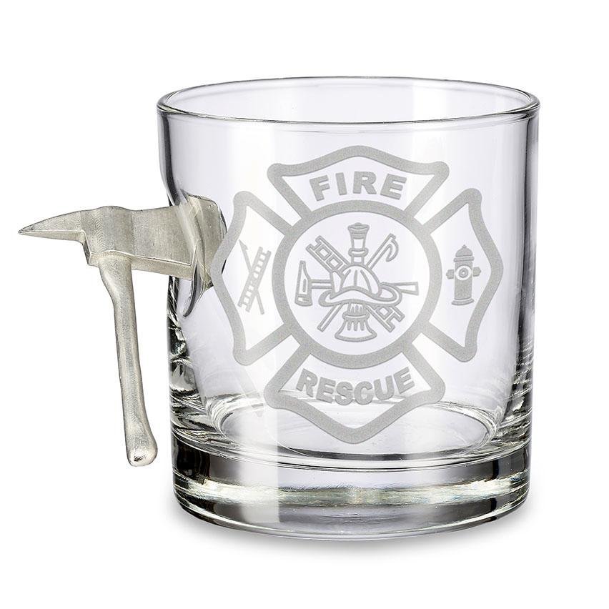 Unique Personalized The Firefighter’s Axe Glass Customized Gifts for Men by Groovy Guy