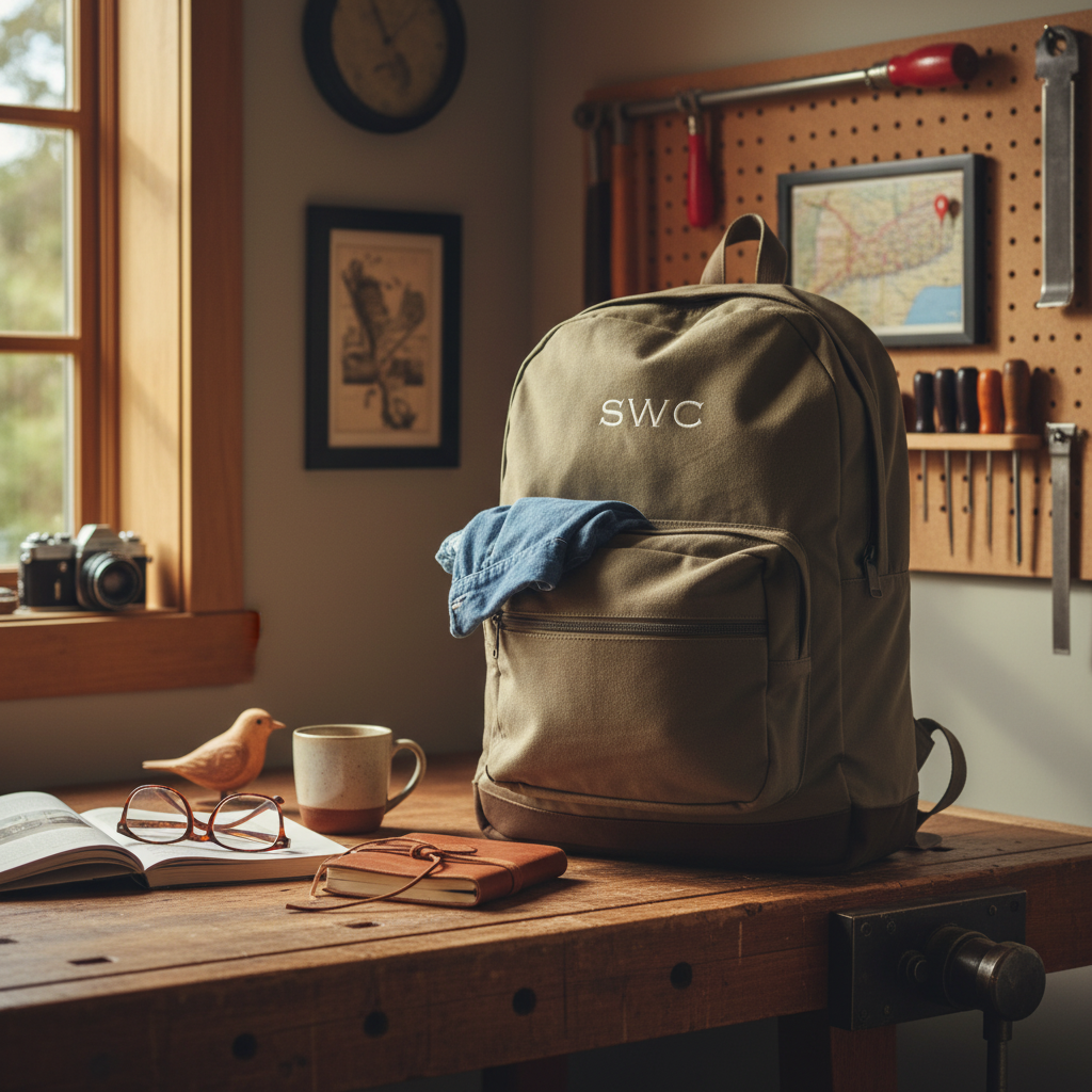 Classic Embroidered Canvas Backpack