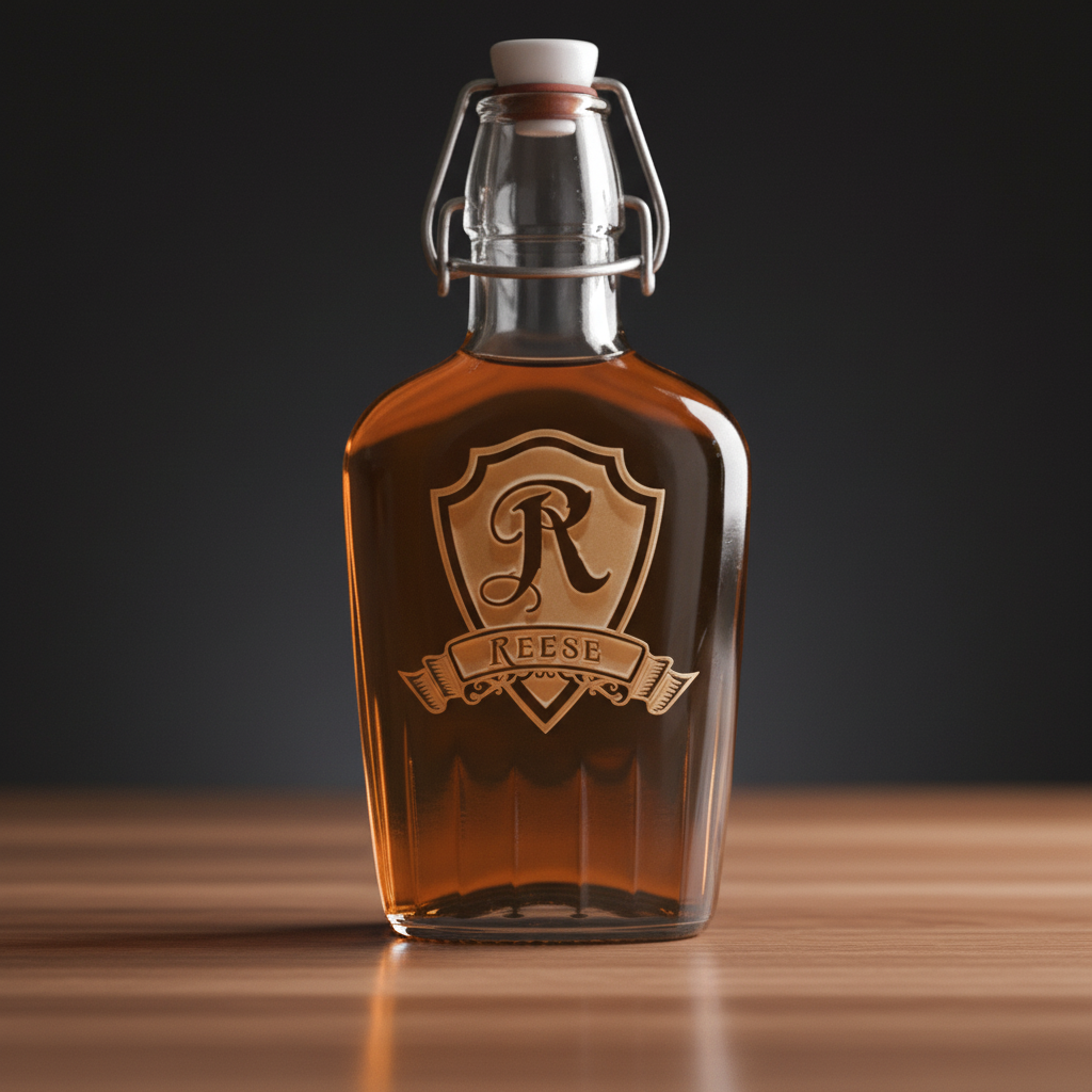 Prestige Shield Personalized Glass Flask
