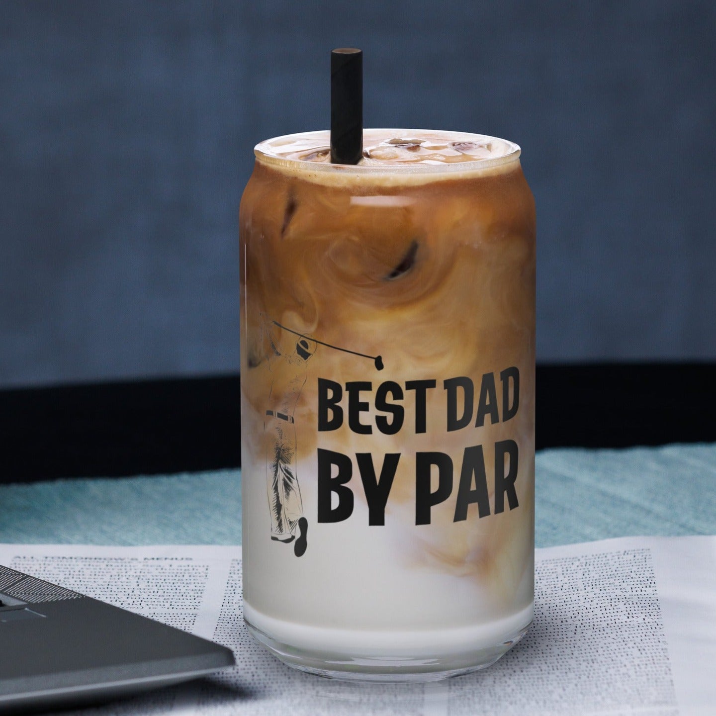 "Best Dad by Par" Beer Can Glass