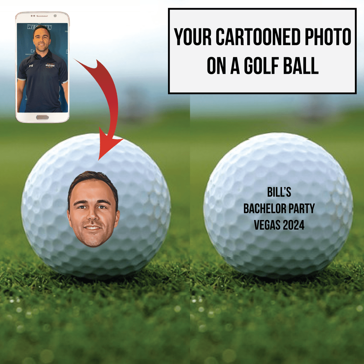 Unique Personalized Mug Shot Golf Balls Customized Golf Gifts for Men by Groovy Guy
