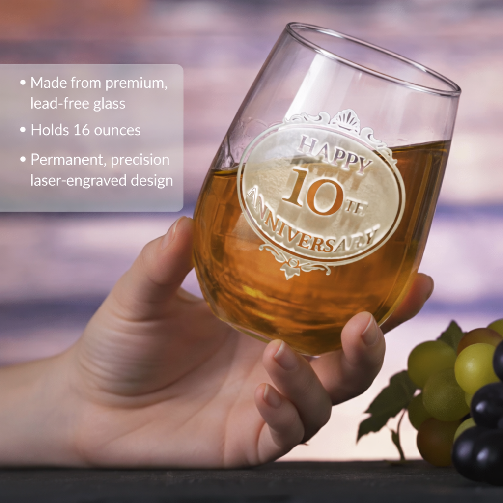 10th Anniversary Wine Glass