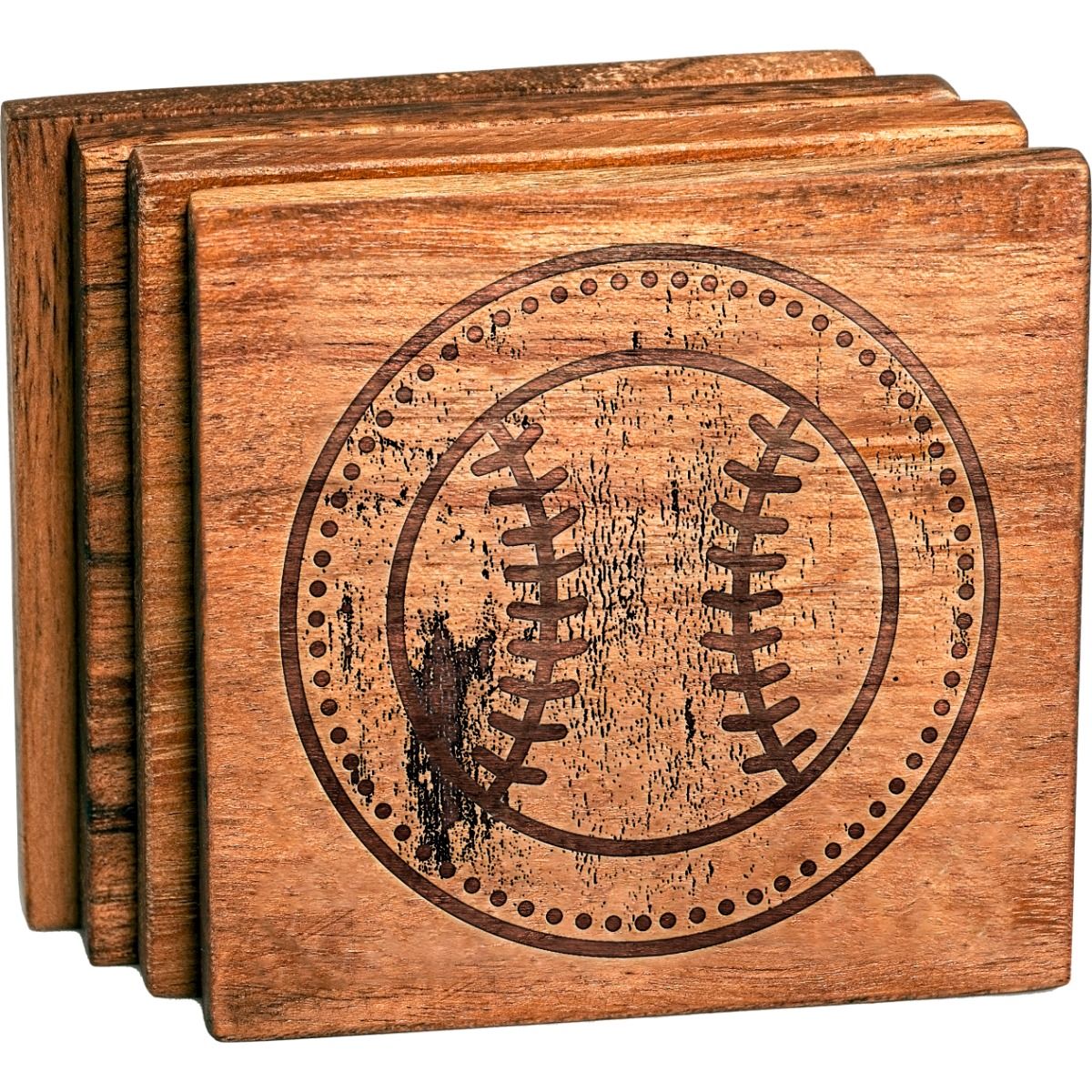 Rustic Baseball Coaster Set