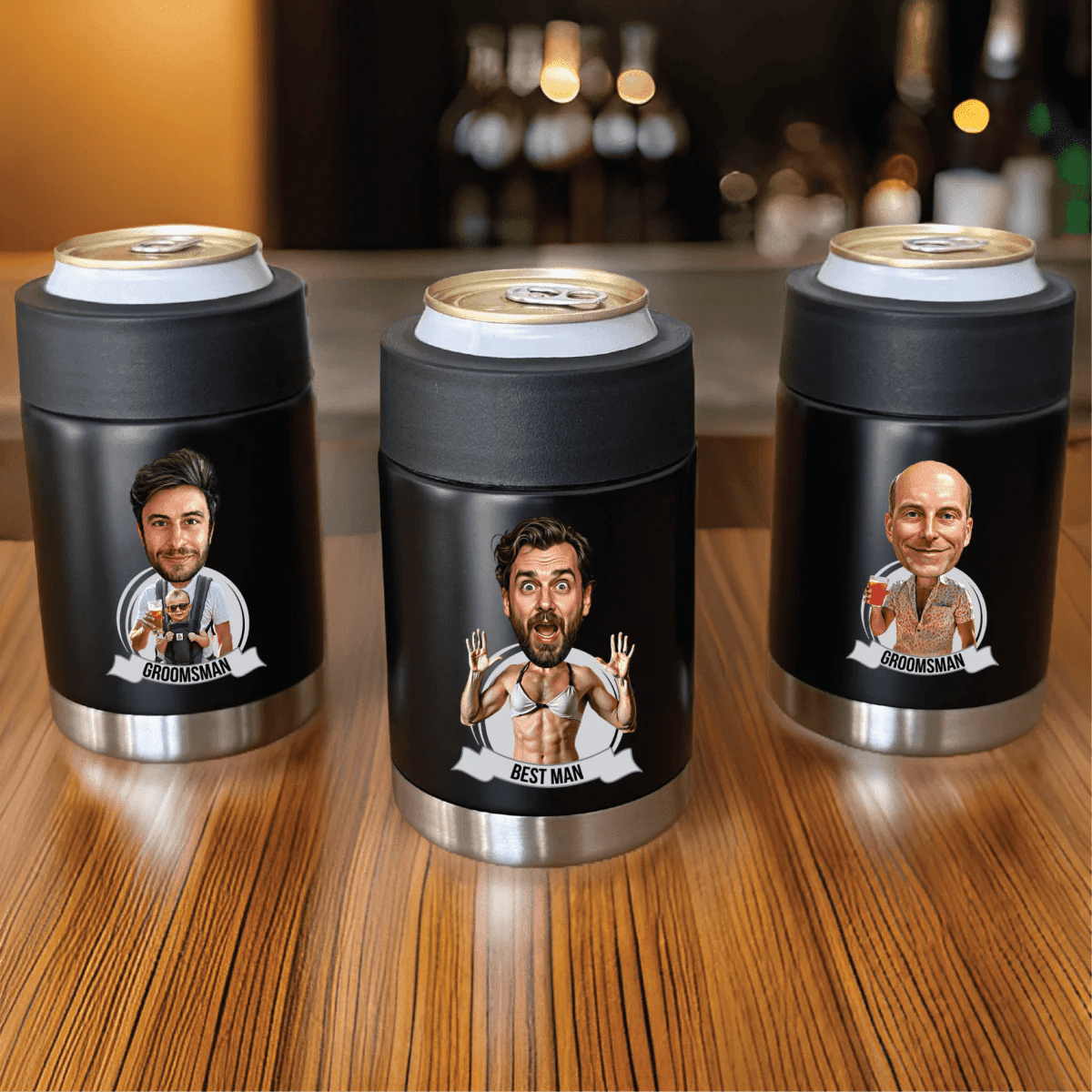 Unique Personalized Thermal Caricature Koozie Customized Gifts for Men by Groovy Guy