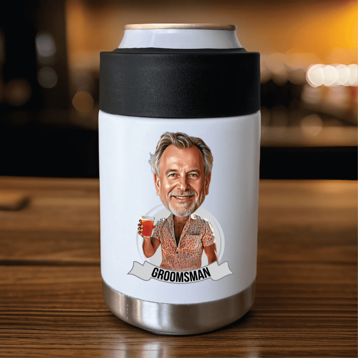 Unique Personalized Thermal Caricature Koozie Customized Gifts for Men by Groovy Guy