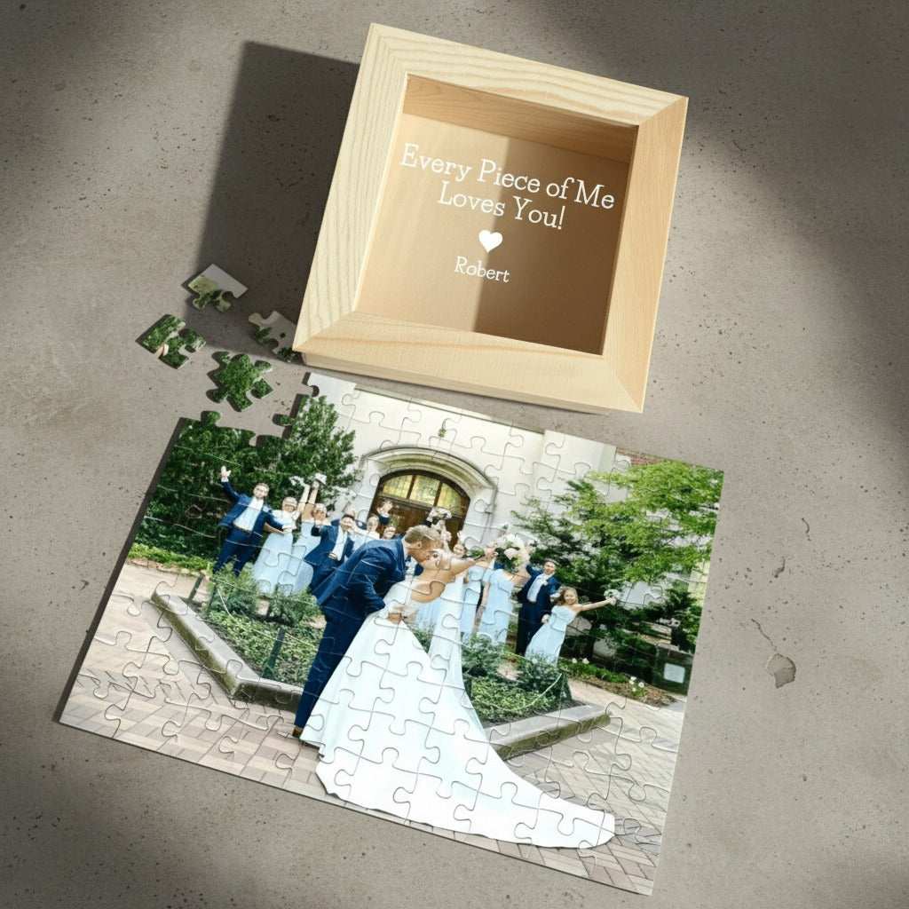 Cherished Memories Personalized Photo Puzzle in Engraved Box