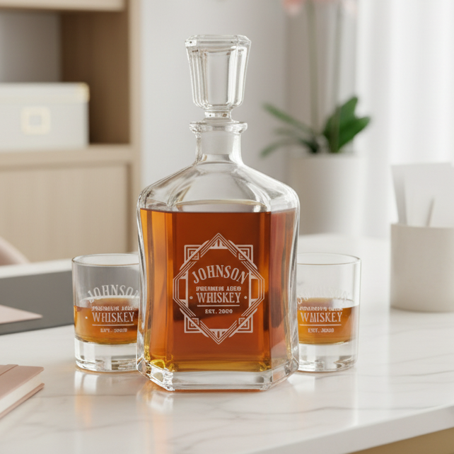 Personalized Crystal Whiskey Decanter Gift Set