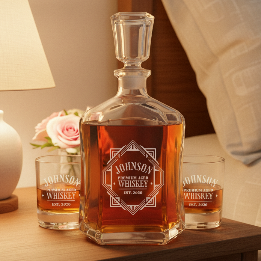 Personalized Crystal Whiskey Decanter Gift Set