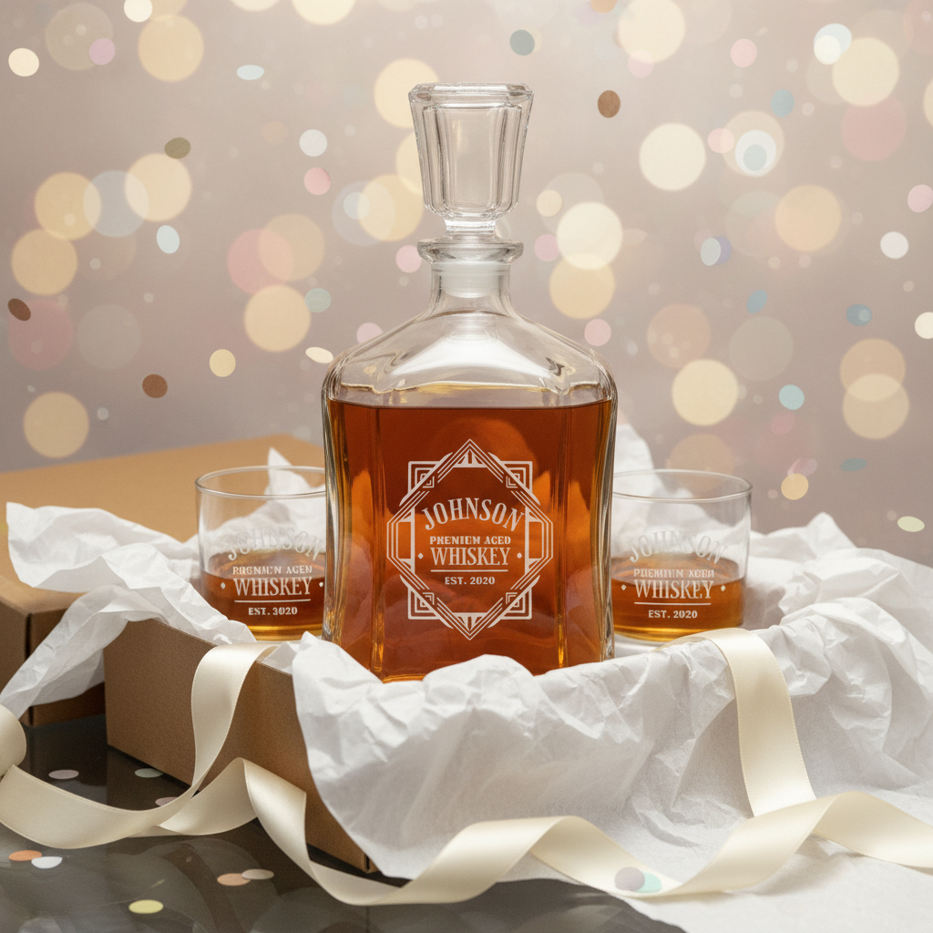 Personalized Crystal Whiskey Decanter Gift Set