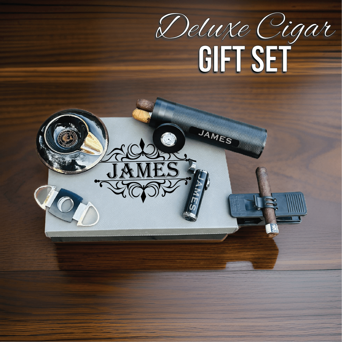 Unique Personalized Deluxe Cigar Gift Set Customized Cigar Gifts for Men by Groovy Guy
