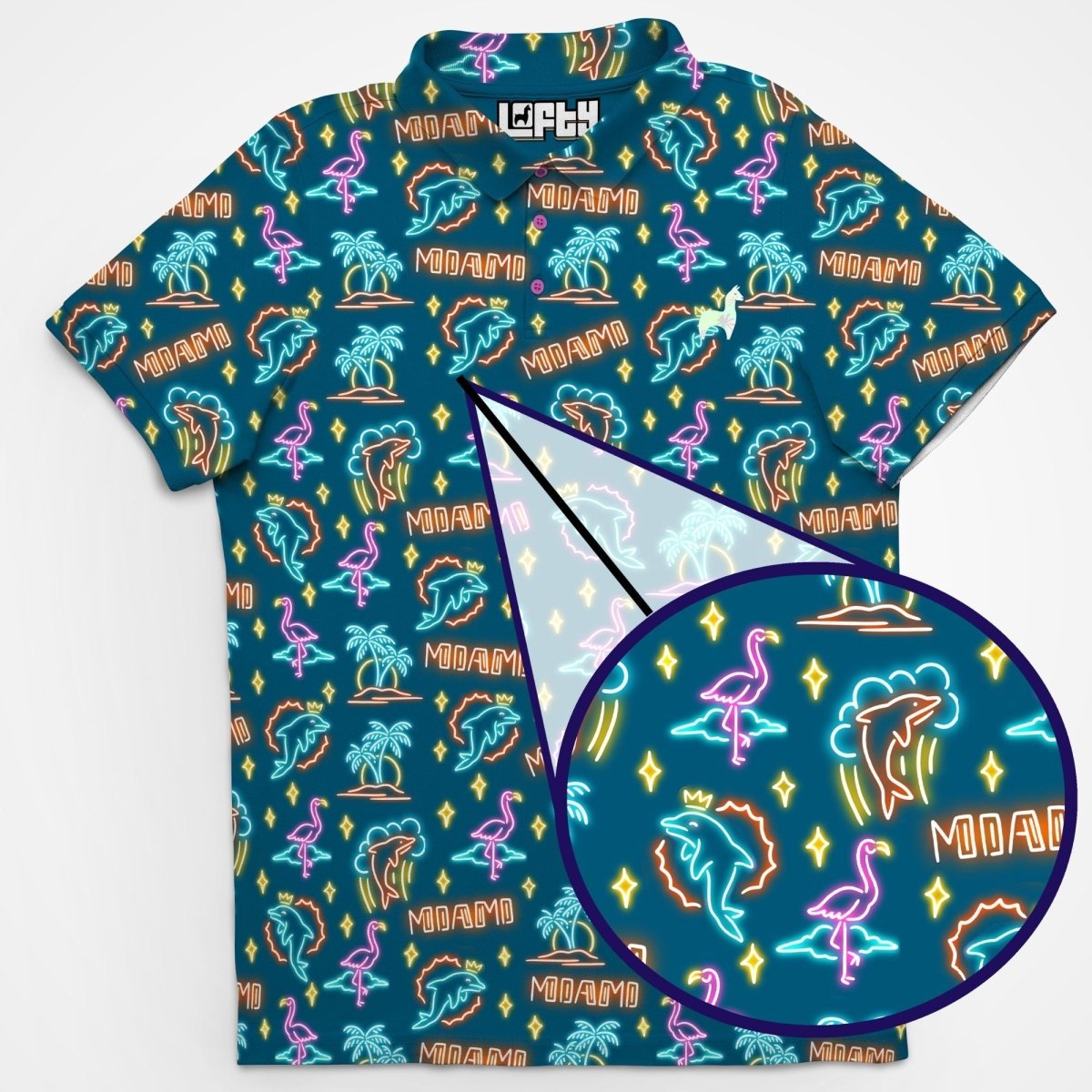 Unique Personalized Phin High (V6) | Miami/NightLife Neon Dolphin Golf Polo for Football Fans Customized Men's Golf Polo Gifts for Men by Groovy Guy