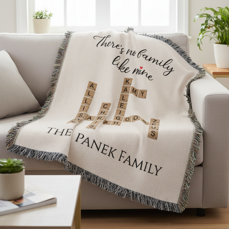 Family Crossword Puzzle Blanket