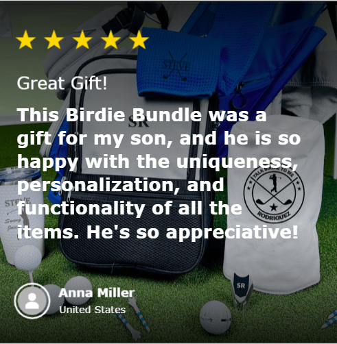 Unique Personalized Birdie Bundle Golf Gift Set Customized Personalized Golf Towel Gifts for Men by Groovy Guy