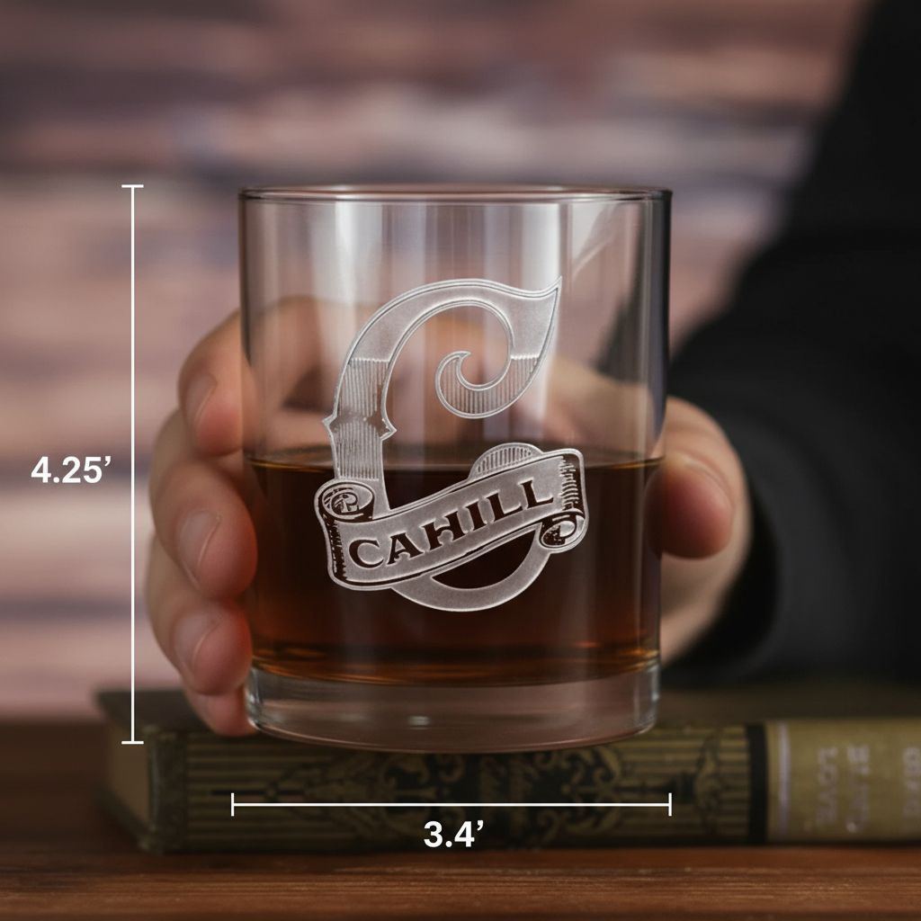 Custom Engraved Banner Bourbon Glass