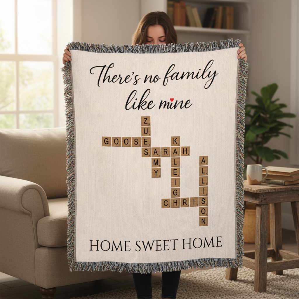 Family Crossword Puzzle Blanket