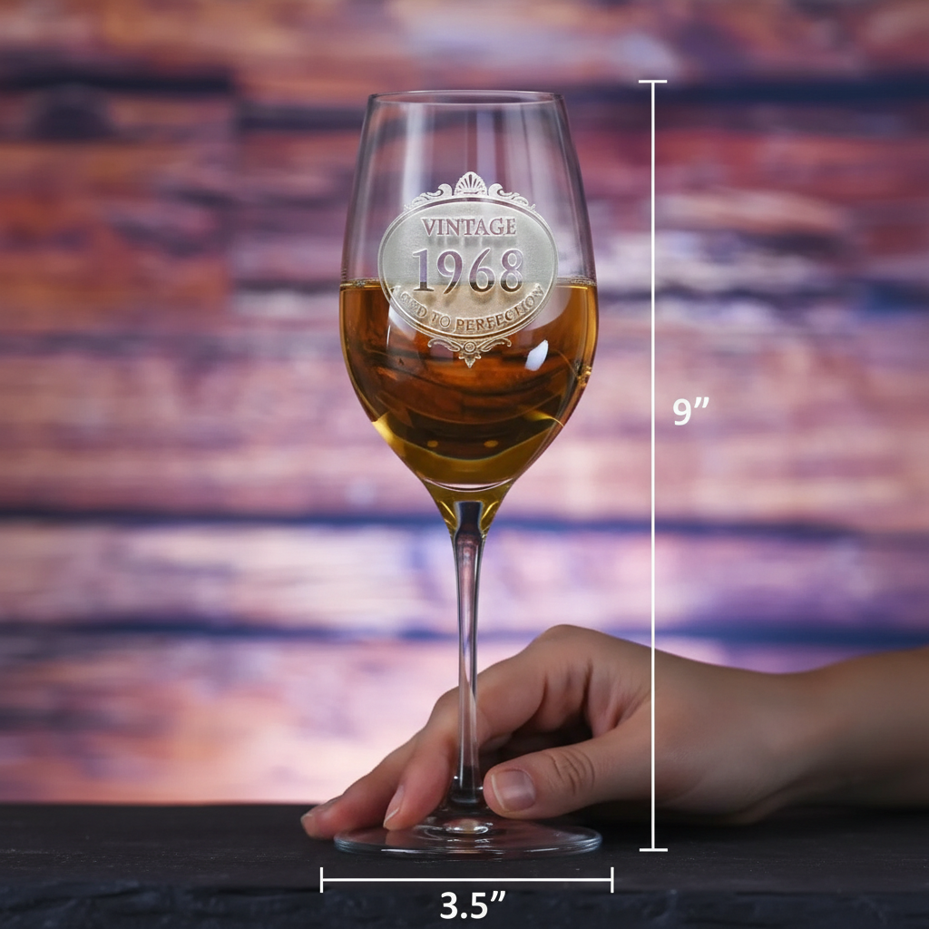 Vintage Year Crystal Birthday Wine Glass - Personalized Engraved Birth Year Wine  Glass for Milestone Birthdays