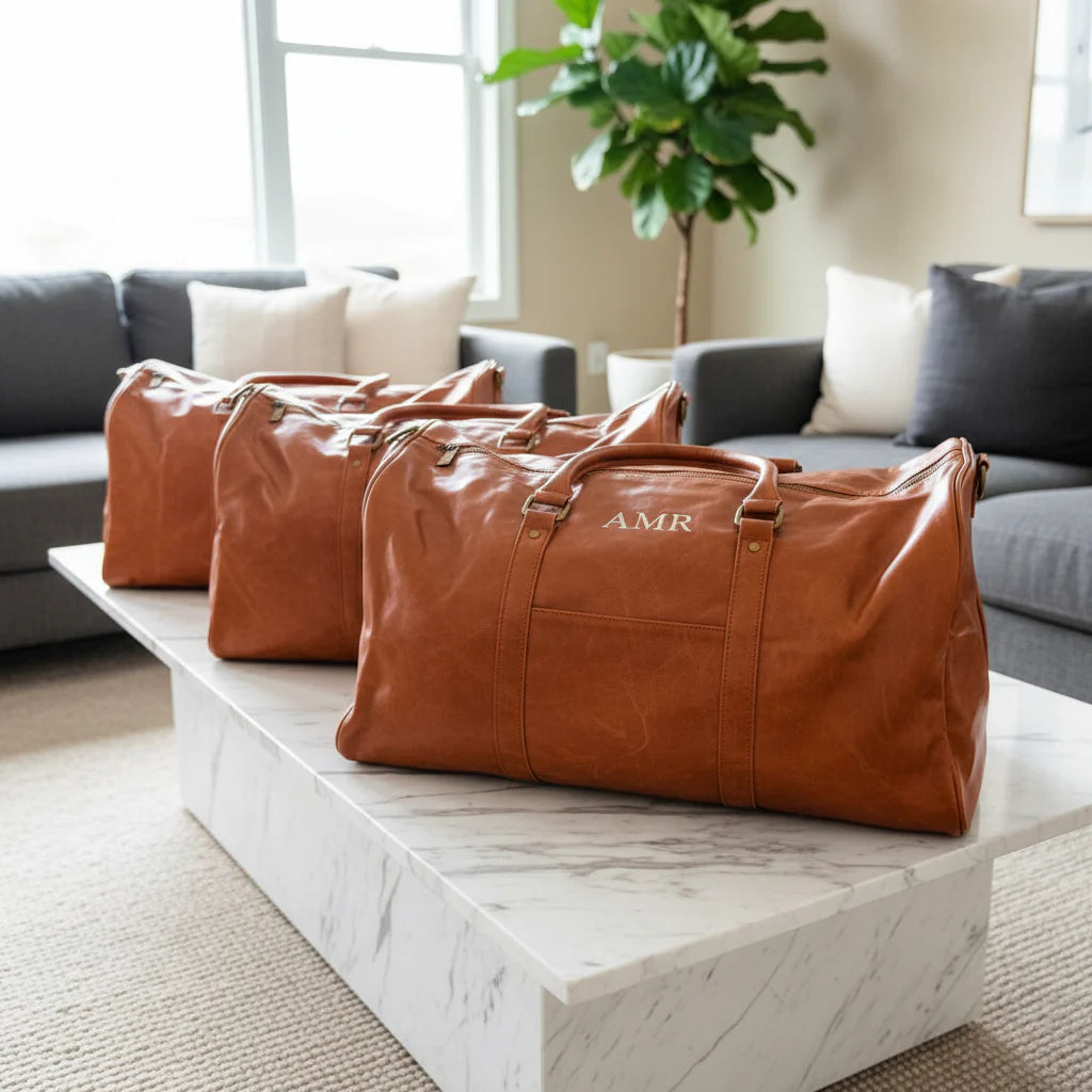 Personalized Vegan Leather Duffle Bag