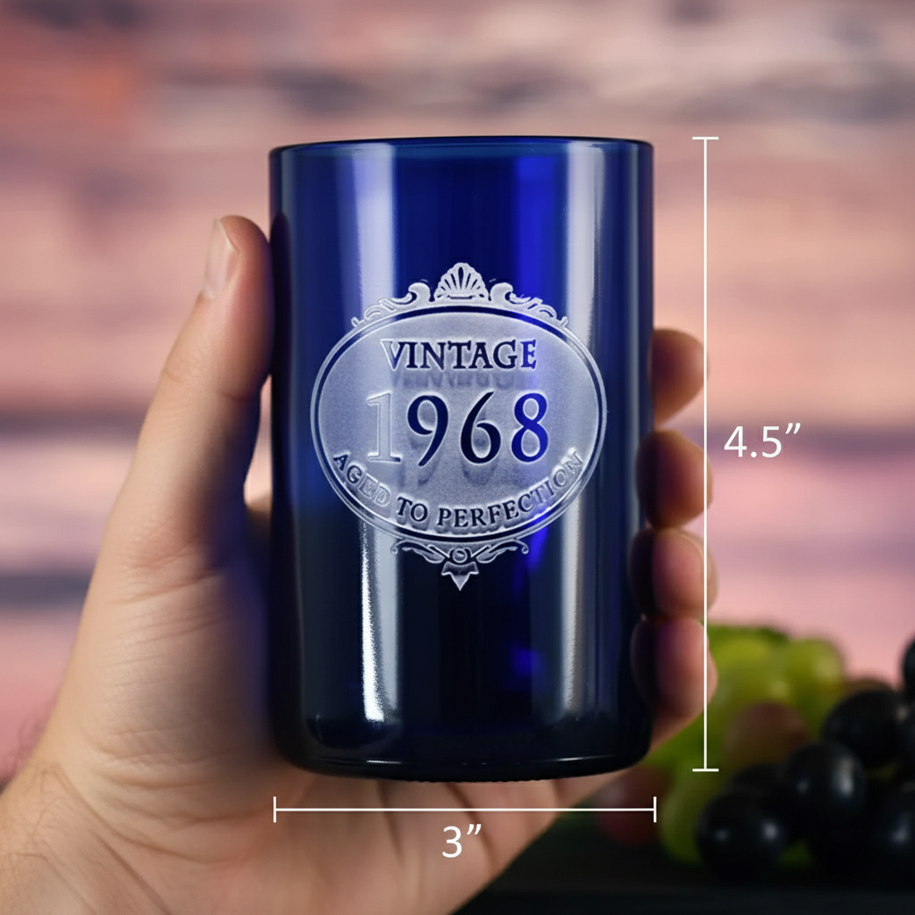 Vintage Year Birthday Wine Bottle Glass