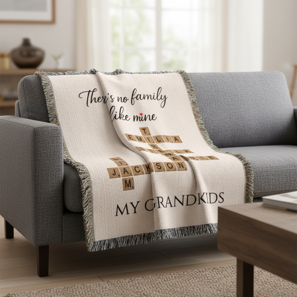 Family Crossword Puzzle Blanket