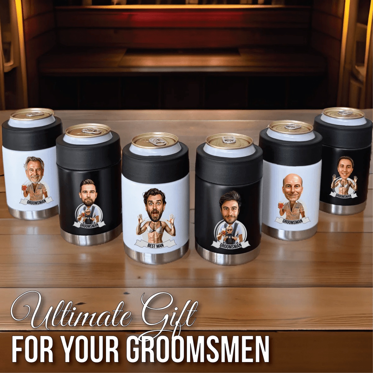 Unique Personalized Thermal Caricature Koozie Customized Gifts for Men by Groovy Guy