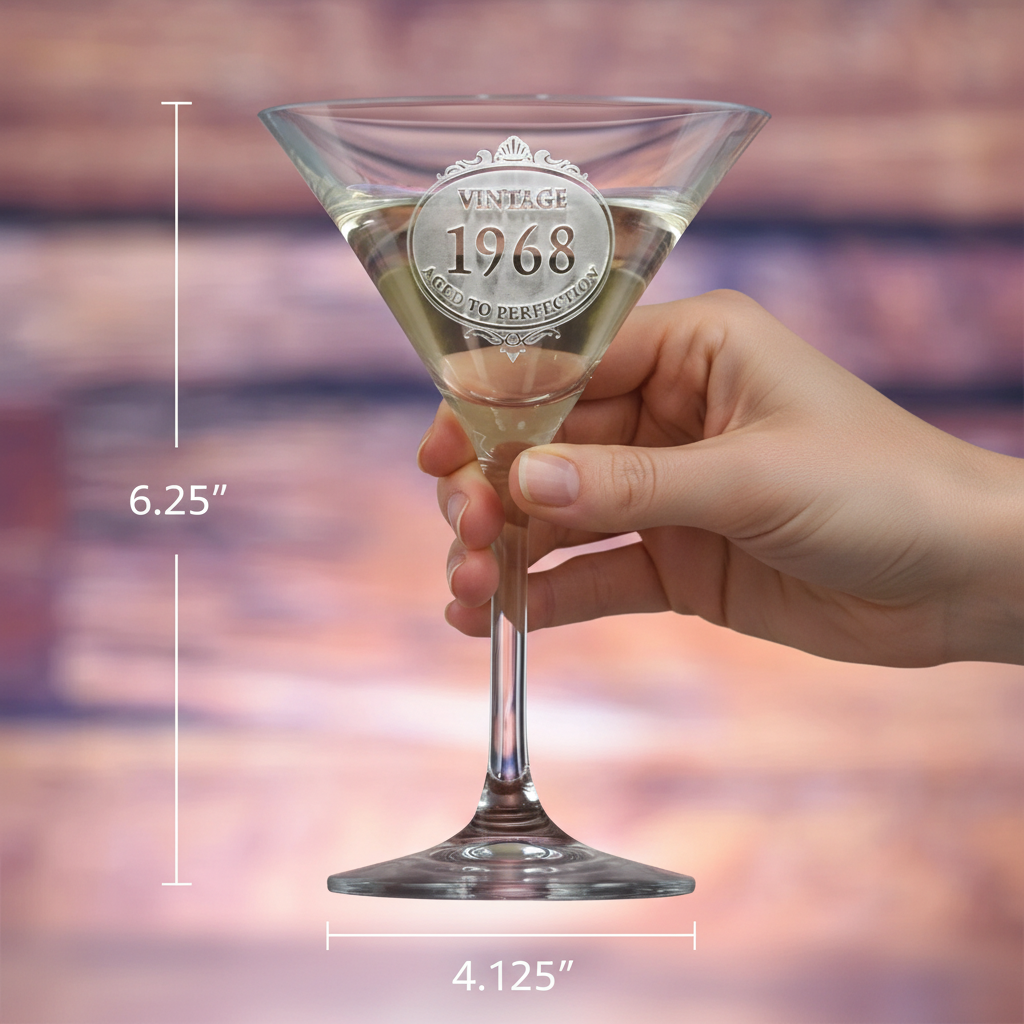 Engraved Crystal Birthday Martini Glass