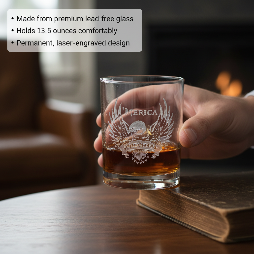 Patriotic USA 'Merica Bald Eagle Whiskey Glass