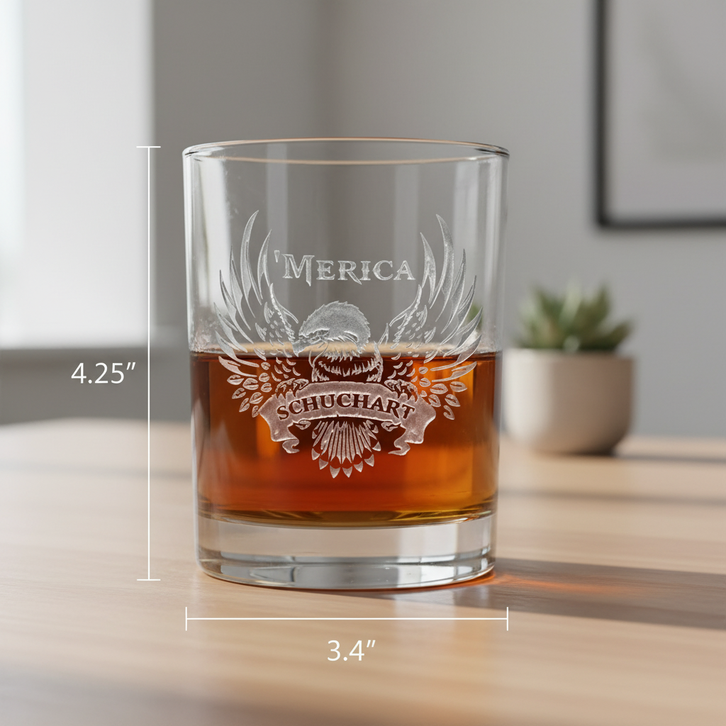 Patriotic USA 'Merica Bald Eagle Whiskey Glass